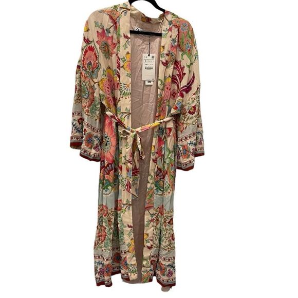 Zara Printed Pockets Kimono with Belt.Size S - Picture 5 of 14